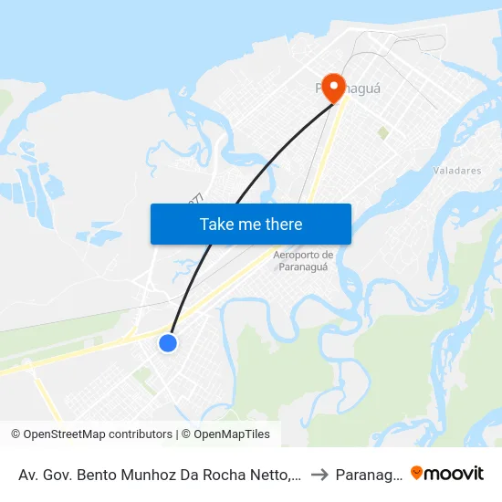 Av. Gov. Bento Munhoz Da Rocha Netto, 4320 to Paranaguá map