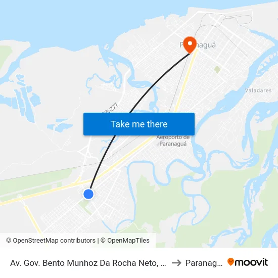 Av. Gov. Bento Munhoz Da Rocha Neto, 4741 to Paranaguá map