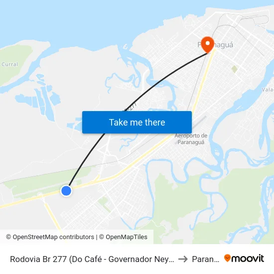 Rodovia Br 277 (Do Café - Governador Ney Braga) Martini Meat to Paranaguá map
