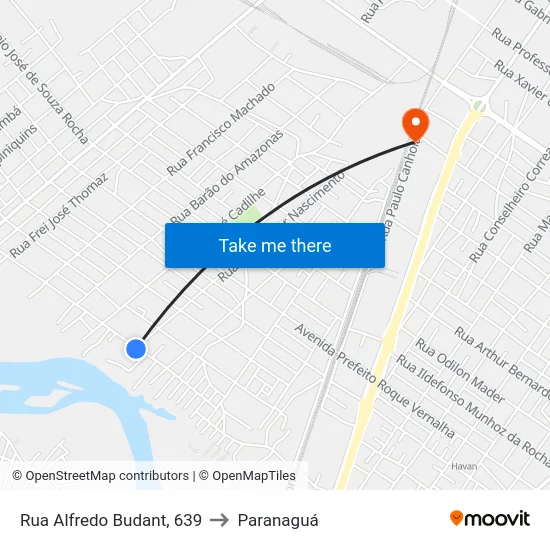 Rua Alfredo Budant, 639 to Paranaguá map