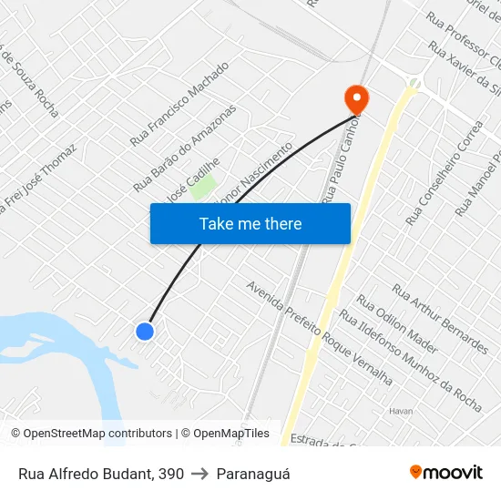 Rua Alfredo Budant, 390 to Paranaguá map