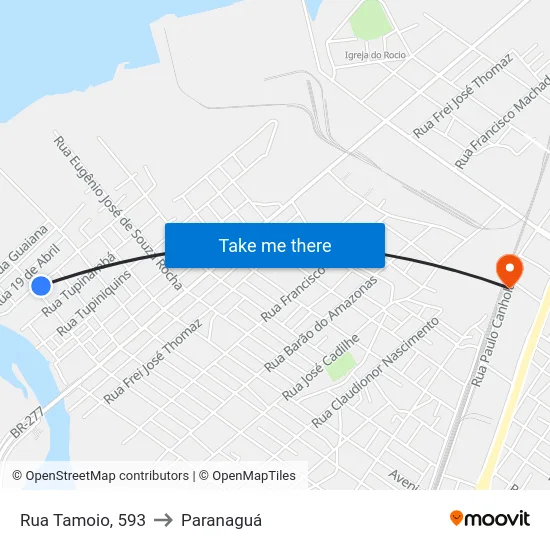 Rua Tamoio, 593 to Paranaguá map