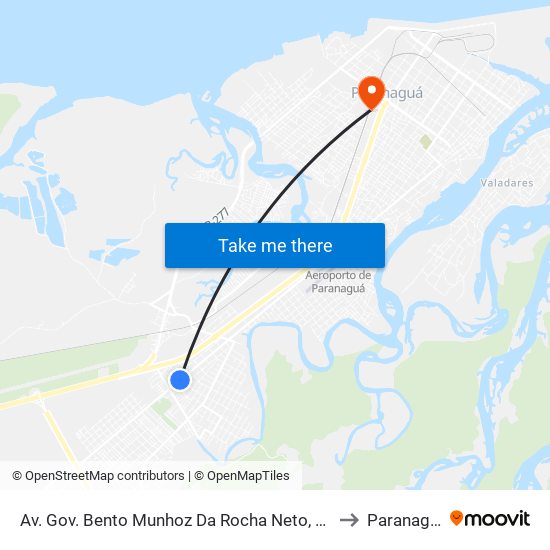 Av. Gov. Bento Munhoz Da Rocha Neto, 4518 to Paranaguá map