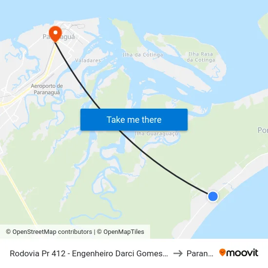 Rodovia Pr 412 - Engenheiro Darci Gomes De Morais, 11414 to Paranaguá map
