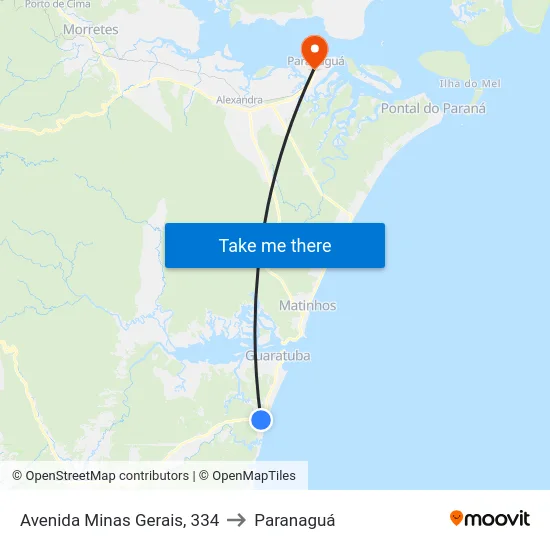 Avenida Minas Gerais, 334 to Paranaguá map