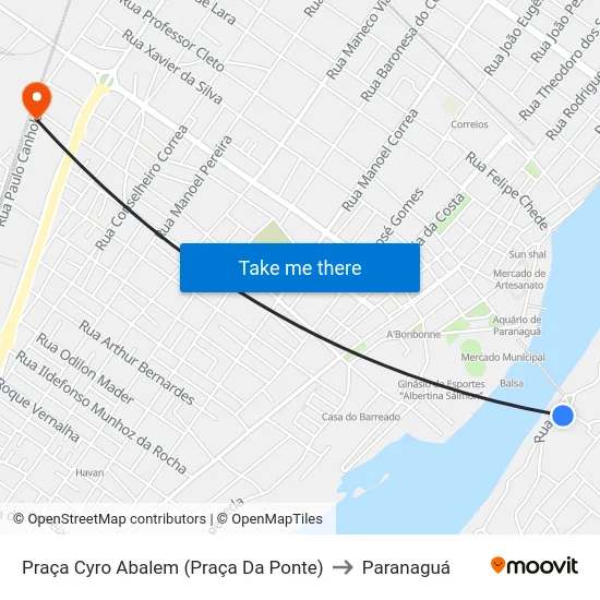 Praça Cyro Abalem (Praça Da Ponte) to Paranaguá map