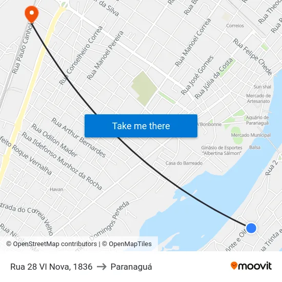 Rua 28 Vl Nova, 1836 to Paranaguá map