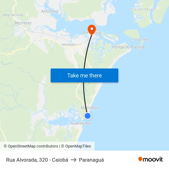 Rua Alvorada, 320 - Caiobá to Paranaguá map