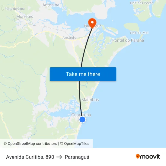 Avenida Curitiba, 890 to Paranaguá map