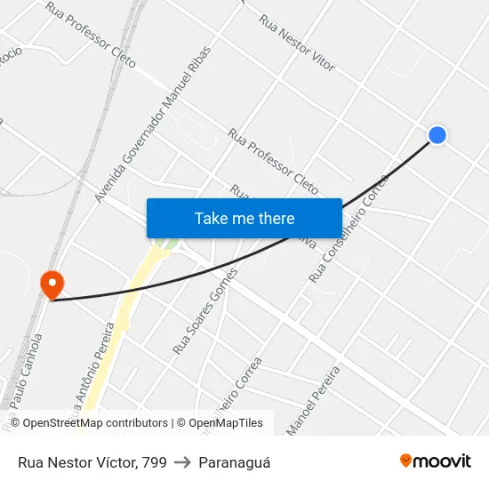 Rua Nestor Víctor, 799 to Paranaguá map