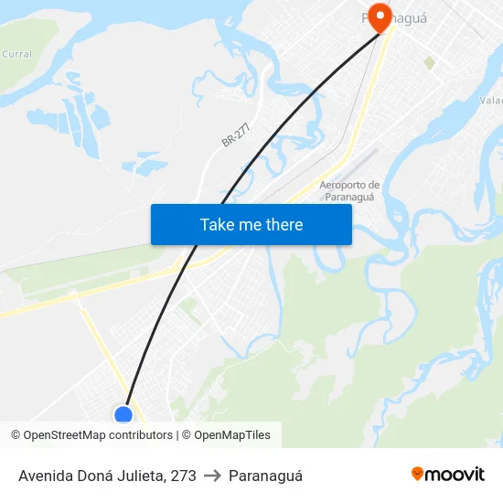 Avenida Doná Julieta, 273 to Paranaguá map
