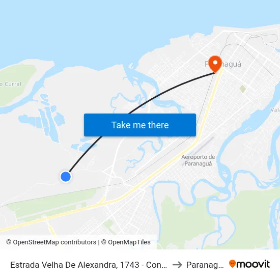 Estrada Velha De Alexandra, 1743 - Conagro to Paranaguá map
