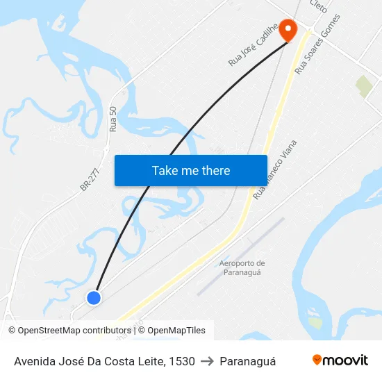 Avenida José Da Costa Leite, 1530 to Paranaguá map
