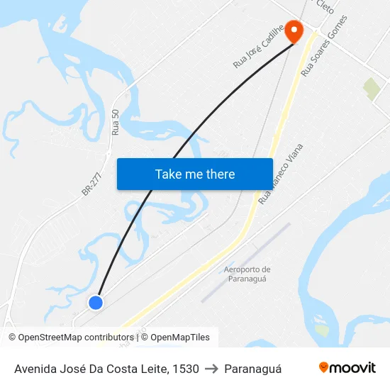 Avenida José Da Costa Leite, 1530 to Paranaguá map