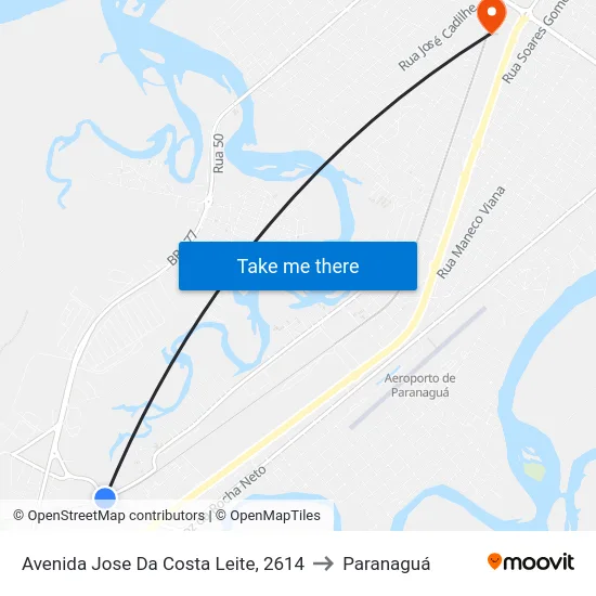 Avenida Jose Da Costa Leite, 2614 to Paranaguá map