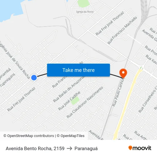 Avenida Bento Rocha, 2159 to Paranaguá map