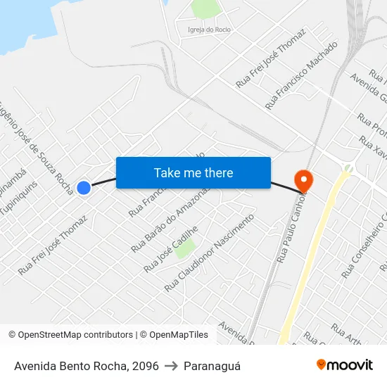 Avenida Bento Rocha, 2096 to Paranaguá map