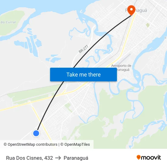 Rua Dos Cisnes, 432 to Paranaguá map