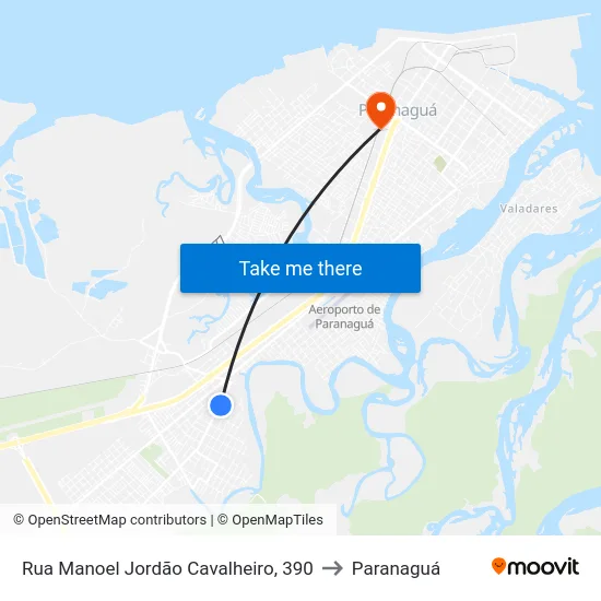 Rua Manoel Jordão Cavalheiro, 390 to Paranaguá map