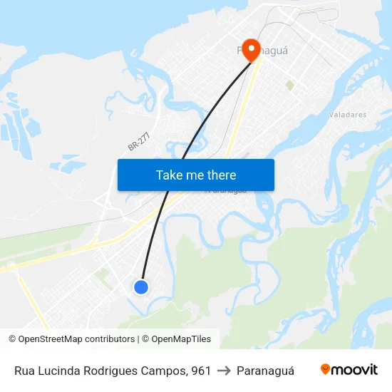 Rua Lucinda Rodrigues Campos, 961 to Paranaguá map