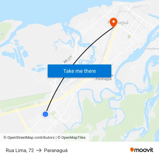 Rua Lima, 72 to Paranaguá map
