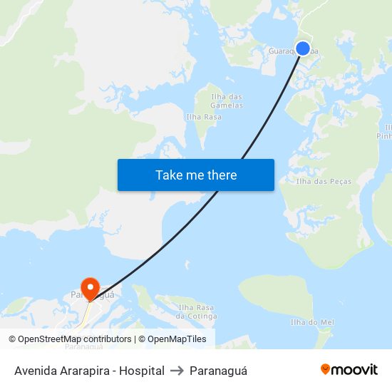 Avenida Ararapira - Hospital to Paranaguá map