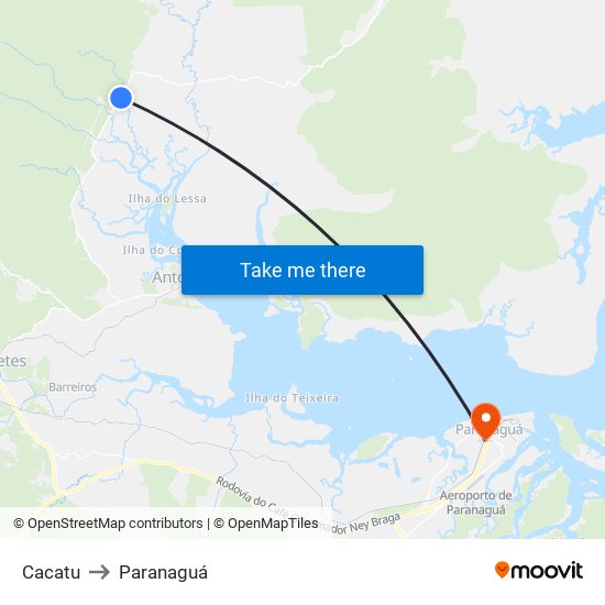 Cacatu to Paranaguá map