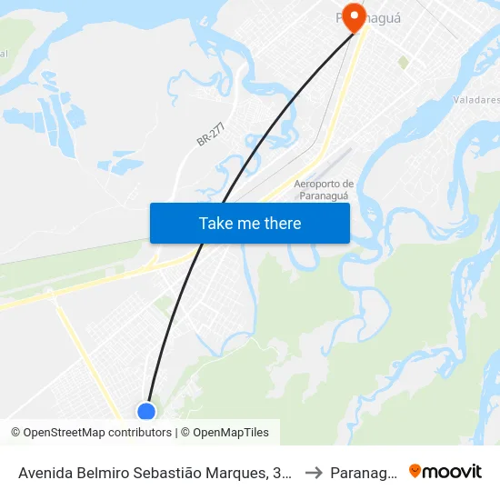 Avenida Belmiro Sebastião Marques, 3695 to Paranaguá map