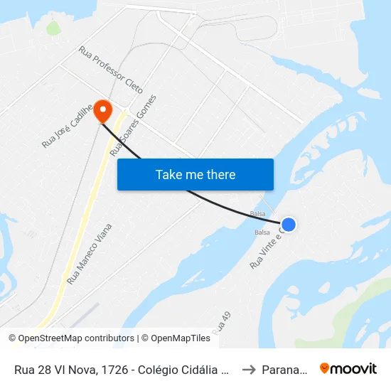 Rua 28 Vl Nova, 1726 - Colégio Cidália Gomes to Paranaguá map