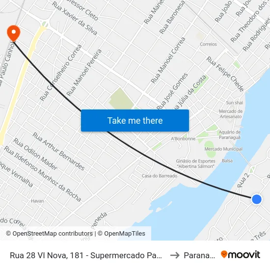 Rua 28 Vl Nova, 181 - Supermercado Pague Menos to Paranaguá map