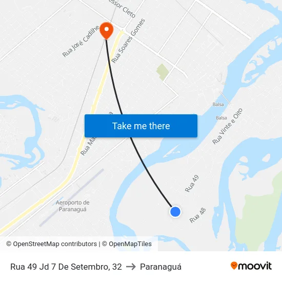 Rua 49 Jd 7 De Setembro, 32 to Paranaguá map