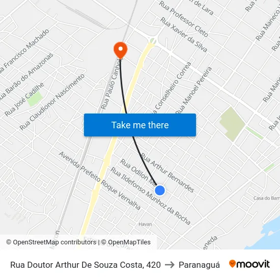 Rua Doutor Arthur De Souza Costa, 420 to Paranaguá map