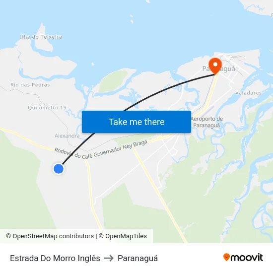 Estrada Do Morro Inglês to Paranaguá map