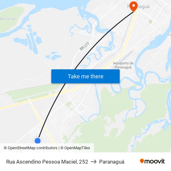 Rua Ascendino Pessoa Maciel, 252 to Paranaguá map