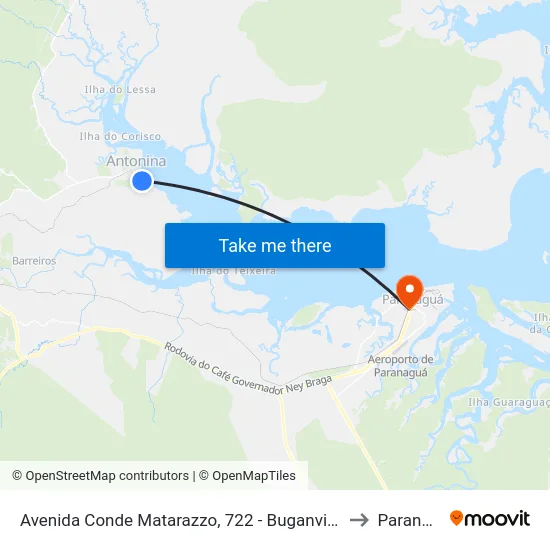 Avenida Conde Matarazzo, 722 - Buganvil Restaurante to Paranaguá map