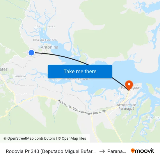 Rodovia Pr 340 (Deputado Miguel Bufara), 460 to Paranaguá map