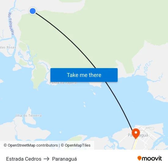 Estrada Cedros to Paranaguá map