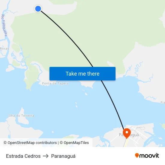 Estrada Cedros to Paranaguá map