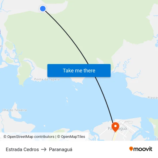 Estrada Cedros to Paranaguá map