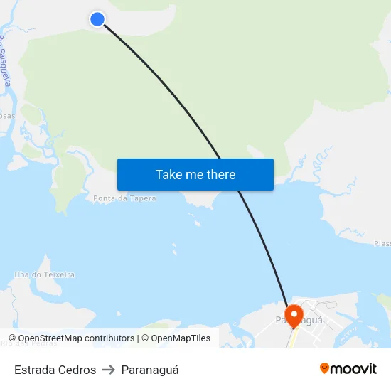 Estrada Cedros to Paranaguá map