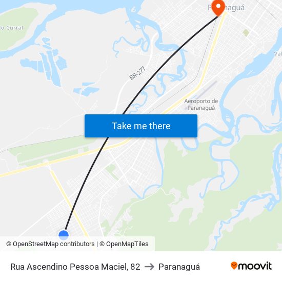 Rua Ascendino Pessoa Maciel, 82 to Paranaguá map