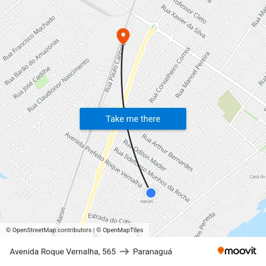 Avenida Roque Vernalha, 565 to Paranaguá map