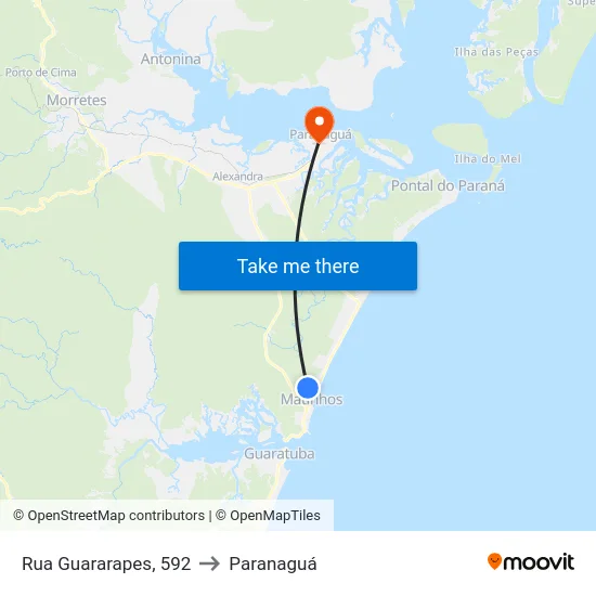 Rua Guararapes, 592 to Paranaguá map