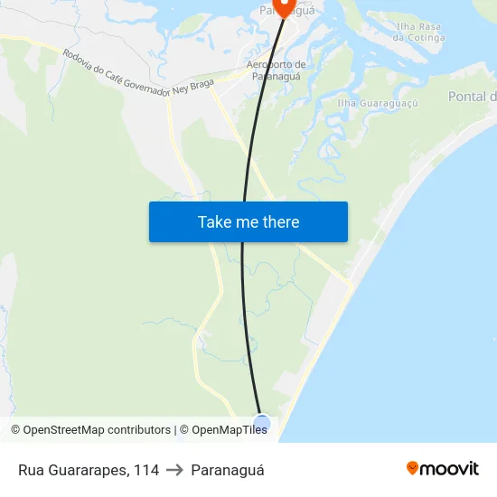 Rua Guararapes, 114 to Paranaguá map