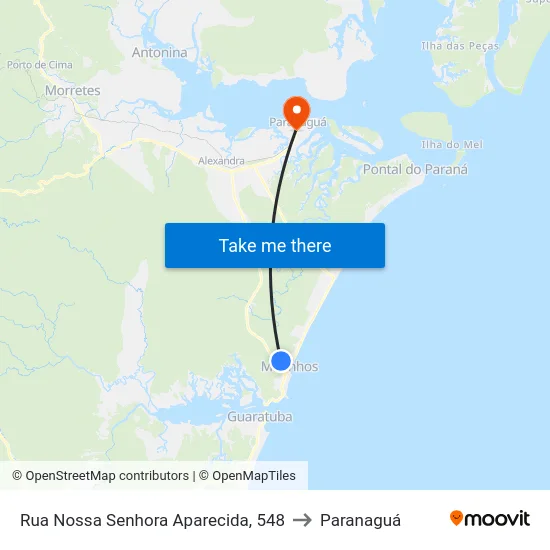 Rua Nossa Senhora Aparecida, 548 to Paranaguá map