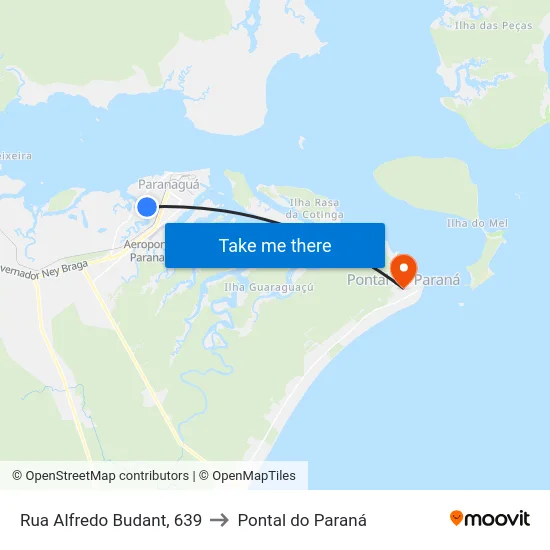 Rua Alfredo Budant, 639 to Pontal do Paraná map