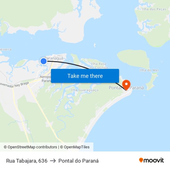 Rua Tabajara, 636 to Pontal do Paraná map