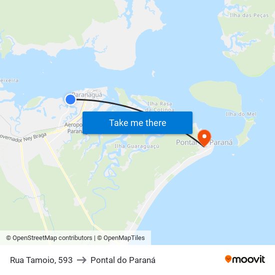 Rua Tamoio, 593 to Pontal do Paraná map