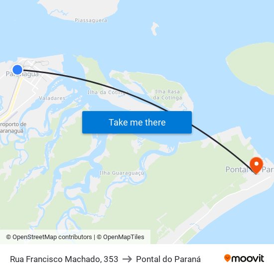 Rua Francisco Machado, 353 to Pontal do Paraná map
