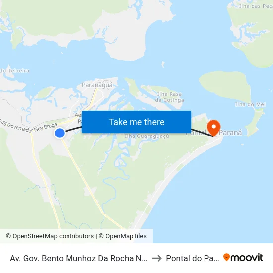Av. Gov. Bento Munhoz Da Rocha Neto, 6670 to Pontal do Paraná map